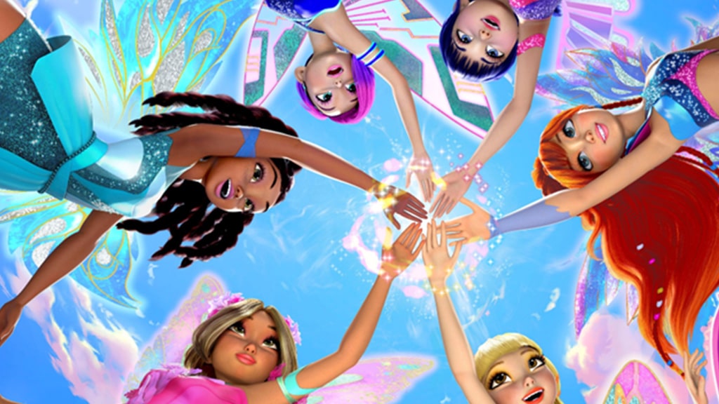 Postavy Winx Club rozsypávají kouzelný prach ve vesmíru Robloxu