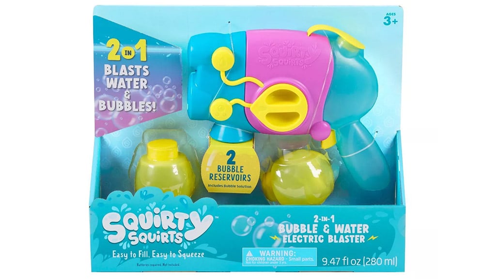 Buffalo Games Chuckle & Roar Squirty Squirts 2 v 1 elektrická bublifuk a vodní pistole