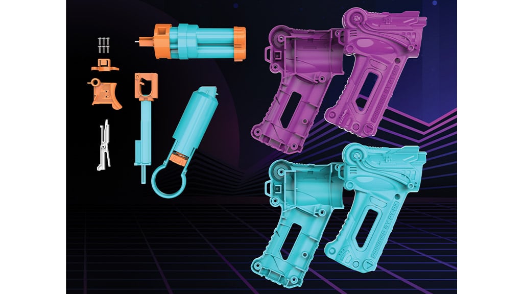 Prime Time Toys Dart Zone Sestav si svůj vlastní tříhlavňový pěnový blaster
