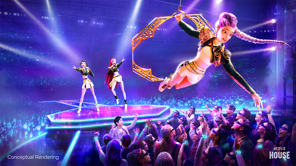 Dům Netflixu se zlatem pokryje interaktivním zážitkem K-Pop Lovci démonů