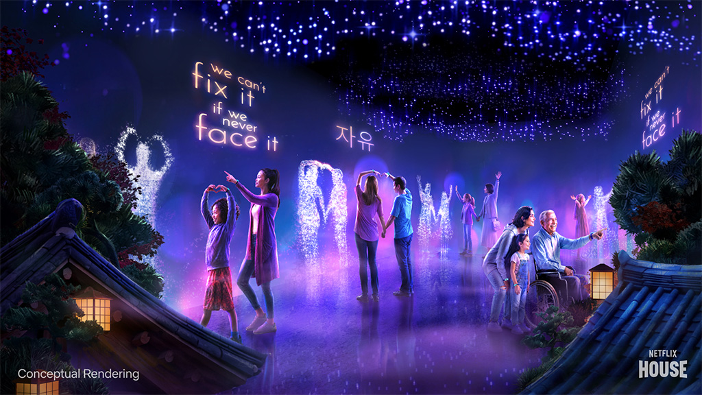 Dům Netflixu se zlatem pokryje interaktivním zážitkem K-Pop Lovci démonů