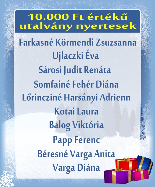 Vítězové naší soutěže "Vánoční záplava výher"
