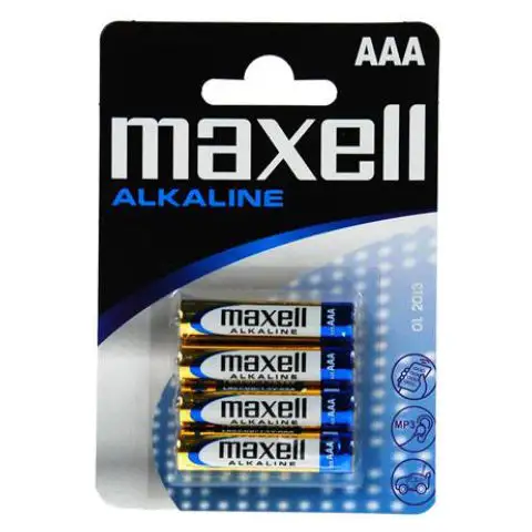 Maxell: Alkalická tenká tužková baterie 1.5V AAA LR03 4ks v blisterovém balení