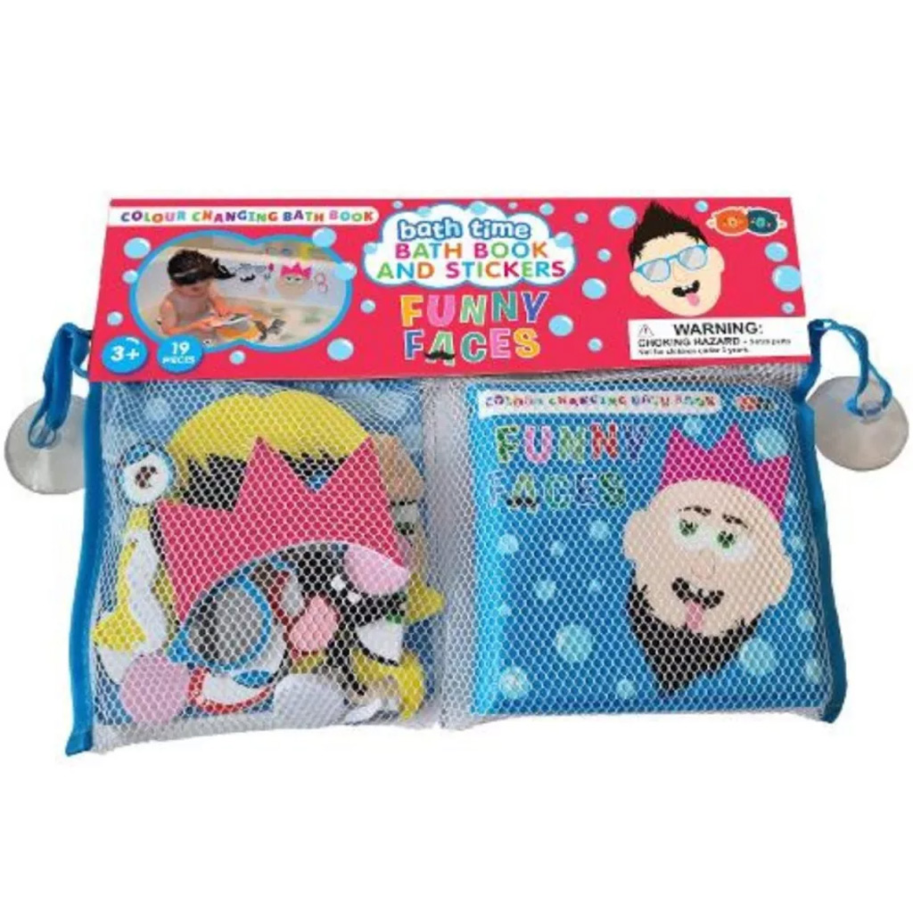 Buddy & Barney Barevně měnící koupací kniha a samolepky - Vtipné obličeje obrázek 1