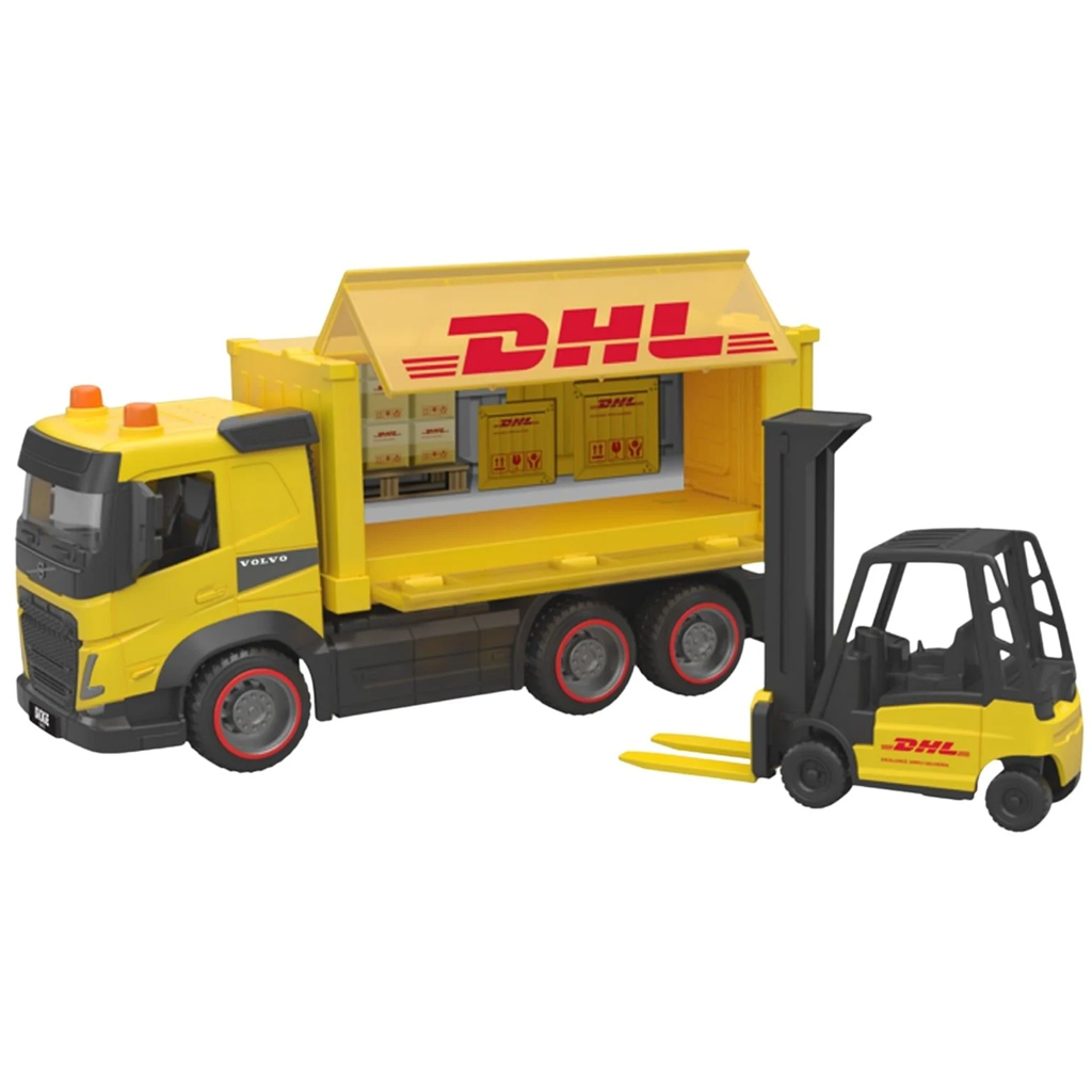 DHL Volvo nákladní auto s vysokozdvižným vozíkem - Dickie Toys obrázek 2