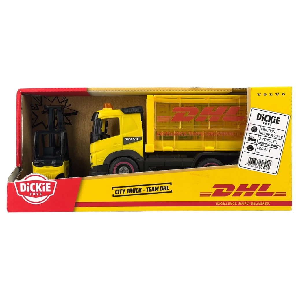 DHL Volvo nákladní auto s vysokozdvižným vozíkem - Dickie Toys obrázek 1