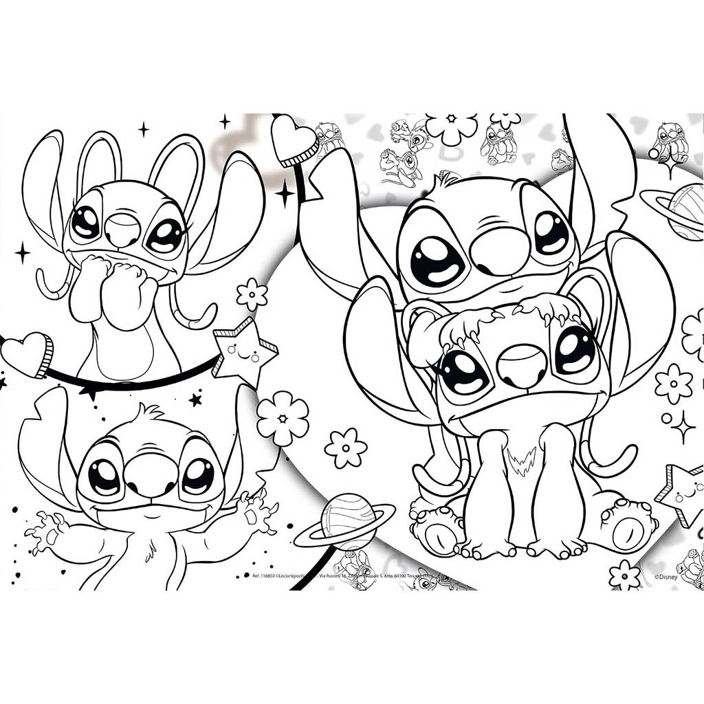 Disney Stitch 2 v 1 250 dílků puzzle a omalovánka 50x35cm - Lisciani obrázek 2
