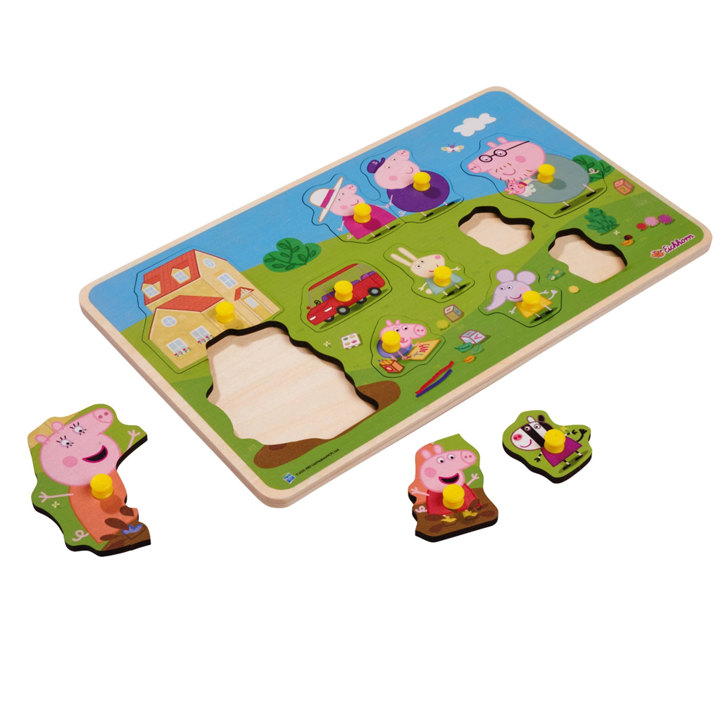 Eichhorn: Peppa prasátko dřevěný úchytový tvarový puzzle 13 ks obrázek 1