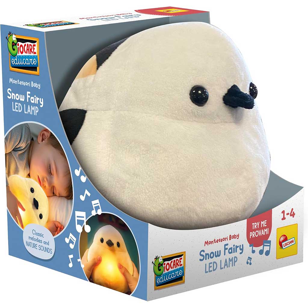 Montessori Baby Snow Fairy LED-hudební plyšová ptáček - Lisciani obrázek 1