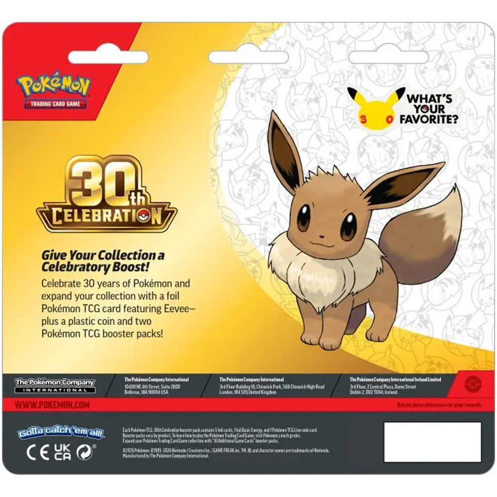 Pokémon TCG: 30. výročí 2-pack blister – Double Wide (Eevee promo + Pikachu mince) obrázek 2