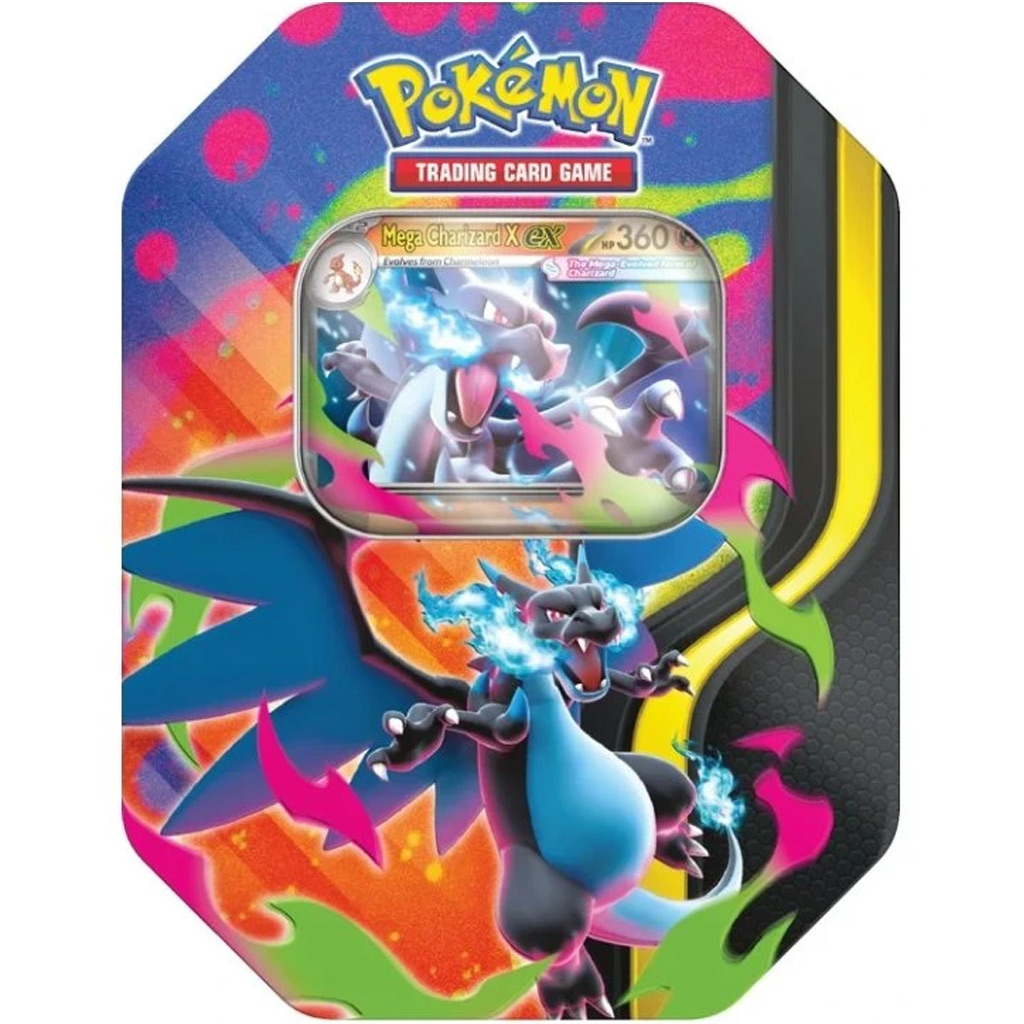 Pokémon TCG: Mega Charizard Tin balíček karet v kovové krabičce ve dvou variantách 1ks obrázek 2