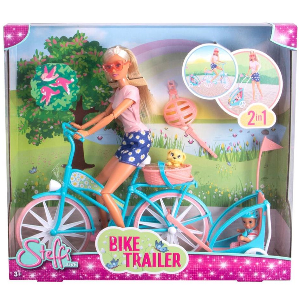Steffi Love: Cyklistka Steffi s dětským přívěsem - Simba Toys obrázek 1