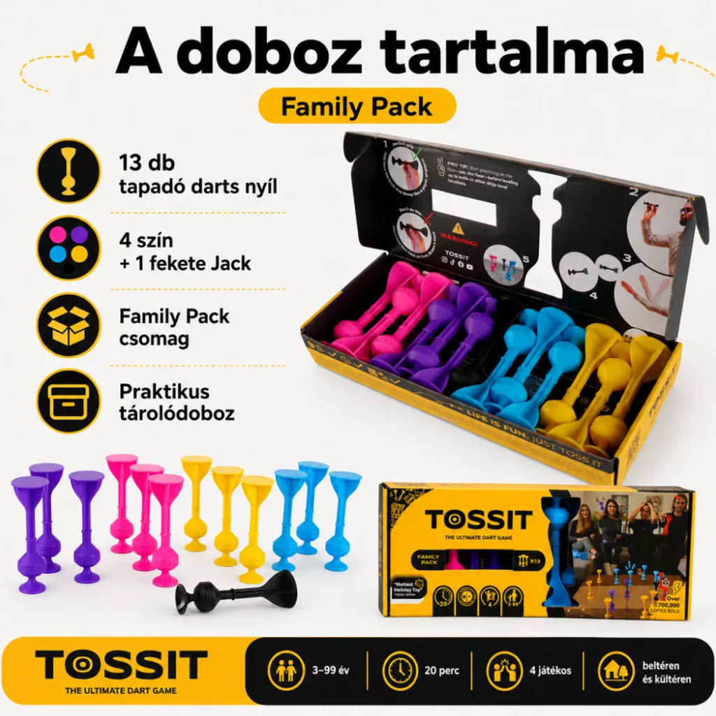Tossit Family Pack – Růžová, Fialová, Modrá, Žlutá terčová hra s přísavkami obrázek 2