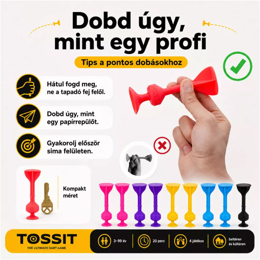 Tossit Family Pack – Růžová, Fialová, Modrá, Žlutá terčová hra s přísavkami obrázek 4