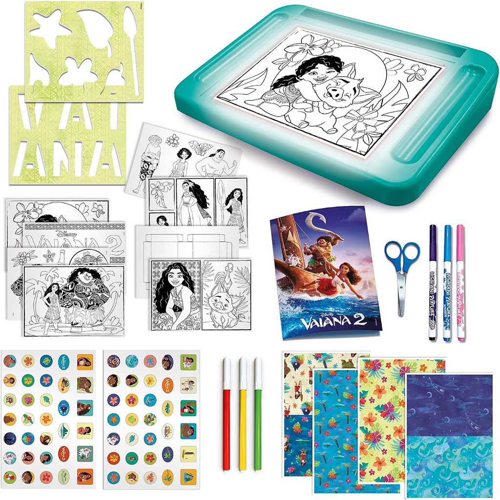 Vaiana 2 výtvarná škola set s osvětlenou kreslicí tabulí - Lisciani obrázek 2