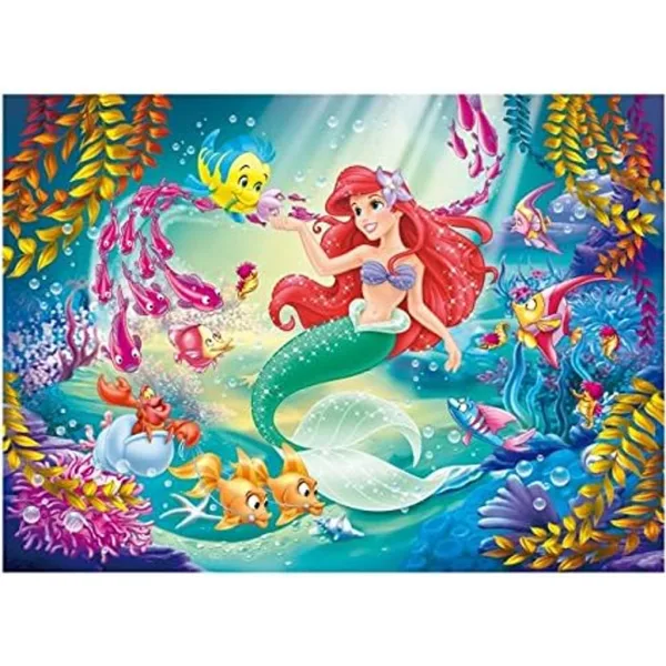 Ariel malá mořská víla 2 v 1 108dílné puzzle a omalovánky 50x35 cm - Lisciani obrázek 2