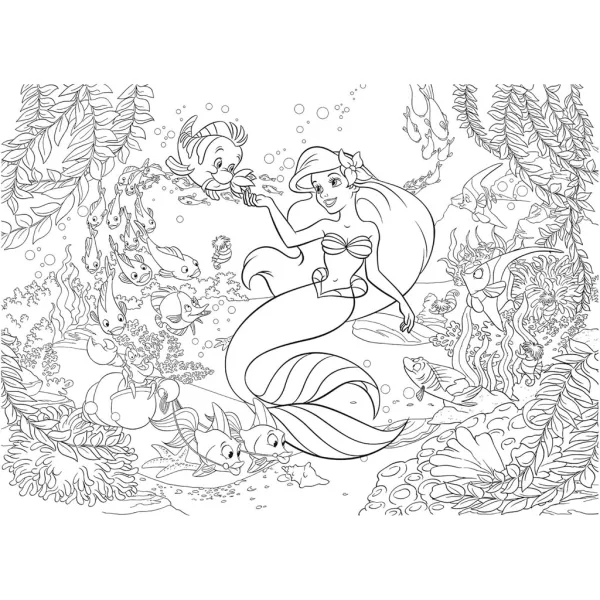 Ariel malá mořská víla 2 v 1 108dílné puzzle a omalovánky 50x35 cm - Lisciani obrázek 3