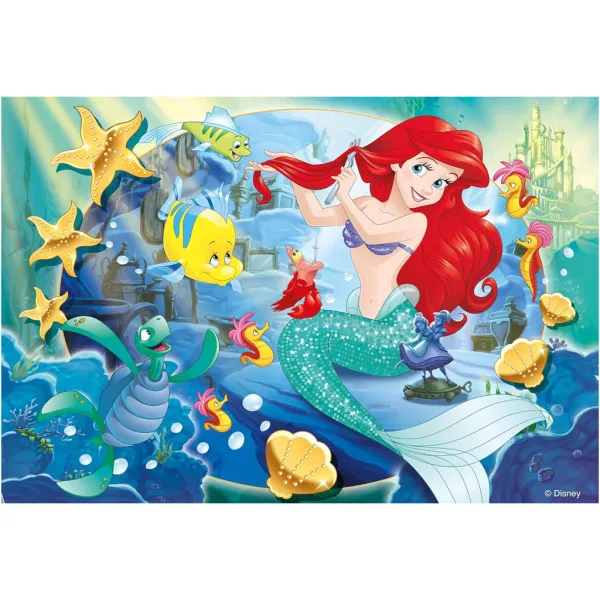Ariel malá mořská víla 2 v 1 puzzle a omalovánky 250 dílků 50x35 cm - Lisciani obrázek 2