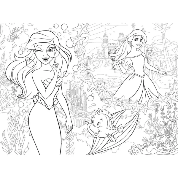 Arielův dvousvět 2 v 1, 48dílné Eco mini puzzle a omalovánky 35x25 cm – Lisciani obrázek 3