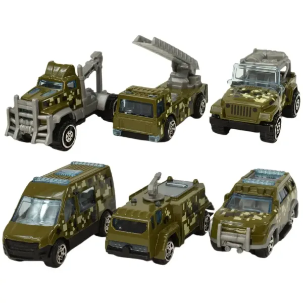 Armádní Die-Cast: Vojenská sada 6 kusů autíček obrázek 2