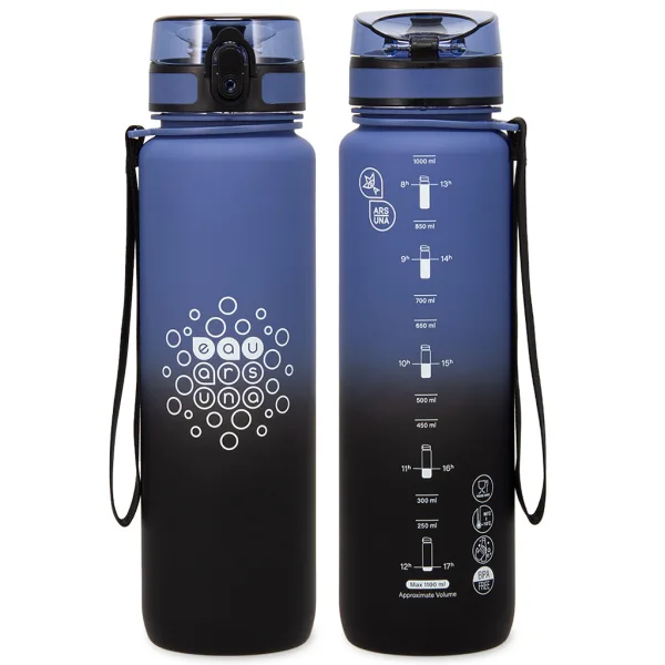 Ars Una: motivační láhev na vodu, bez BPA, s barevným přechodem, matná - 1000 ml - Stormy Night obrázek 2