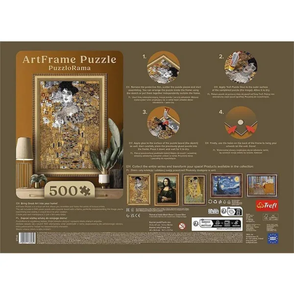 ArtFrame: Gustav Klimt – Adele Bloch-Bauer I. 500dílné puzzle s rámem – Trefl obrázek 3