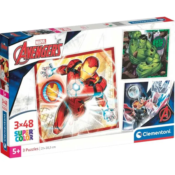 Avengers 3x48 dílků Supercolor puzzle - Clementoni obrázek 1