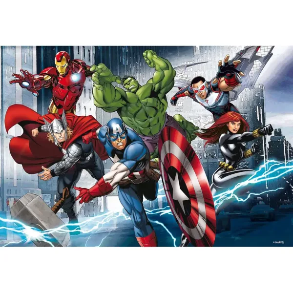 Avengers: Hrdinové 2 v 1, puzzle s 60 dílky a omalovánka 50x35 cm – Lisciani obrázek 2
