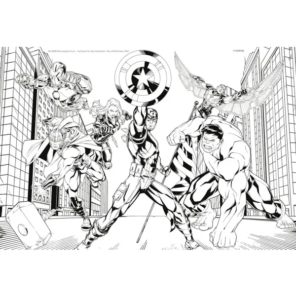 Avengers: Hrdinové 2 v 1, puzzle s 60 dílky a omalovánka 50x35 cm – Lisciani obrázek 3