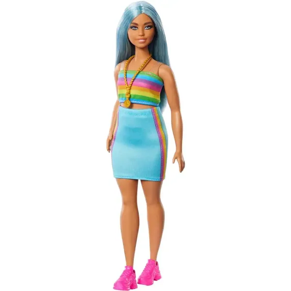 Barbie: Fashionista panenka ve barevných pruhovaných šatech - Mattel obrázek 3