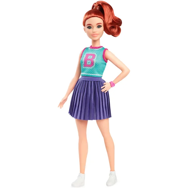 Barbie Fashionista stylová panenka se zrzavými vlasy v fialové sukni - Mattel obrázek 2