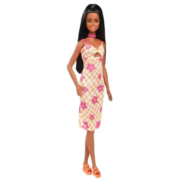 Barbie: Fashionista stylová panenka v kostkovaných, květinových šatech - Mattel obrázek 2