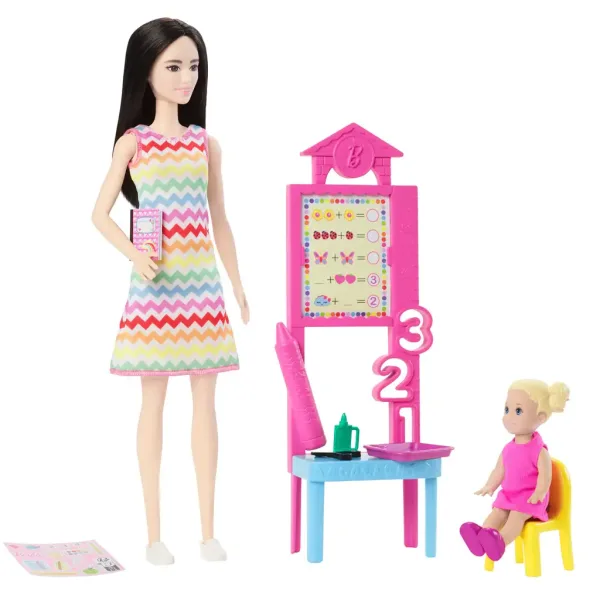 Barbie učitelka kariérní panenka herní set s blond dítětem - Mattel obrázek 3