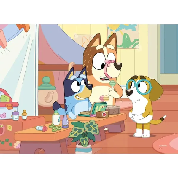 Bluey a přátelé 2 v 1 4x48dílné maxi podlahové puzzle a omalovánky 35x25 cm - Lisciani obrázek 2