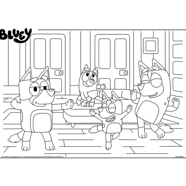 Bluey a přátelé 2 v 1 4x48dílné maxi podlahové puzzle a omalovánky 35x25 cm - Lisciani obrázek 4