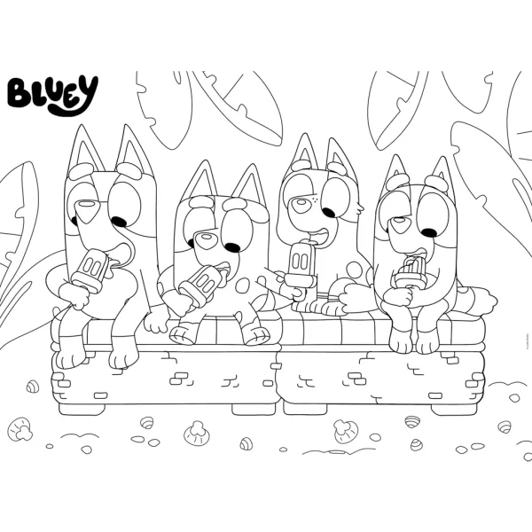Bluey na dovolené 2 v 1 24dílné Eco maxi puzzle a omalovánky 70x50 cm – Lisciani obrázek 3