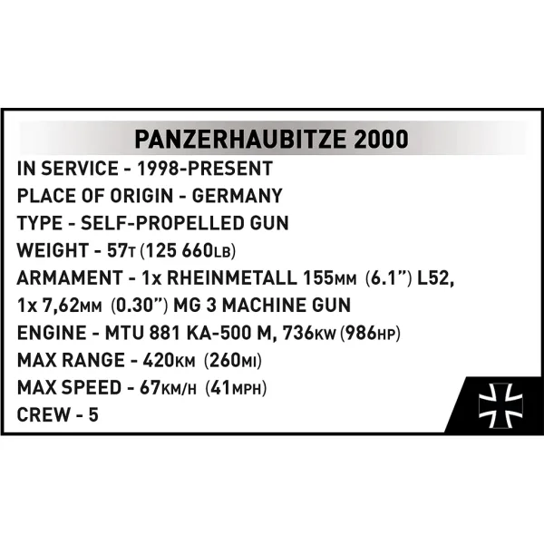 COBI: Ozbrojené síly Panzerhaubitze 2000 stavebnice (2628) obrázek 7