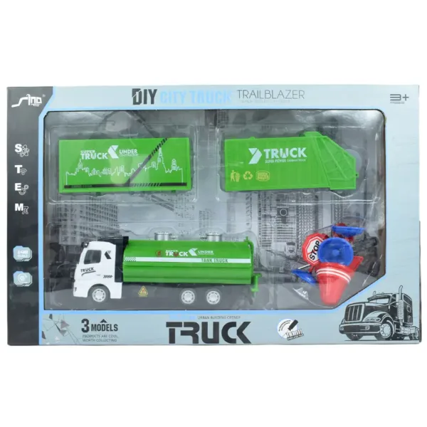 City Truck: Přestavitelný nákladní vůz na odpadky s koly a značkami 19 cm obrázek 9