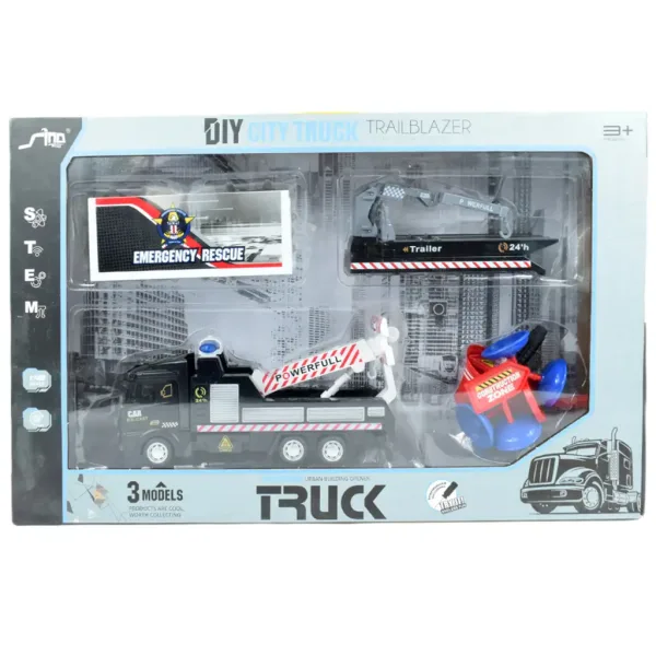 City Truck: Přestavitelný nákladní vůz záchranného týmu s koly na pružinách a značkami 19 cm obrázek 9