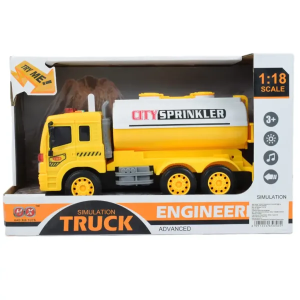 City Truck: Žlutý nákladní automobil s cisternou se světlem a zvukem 1/18 obrázek 5