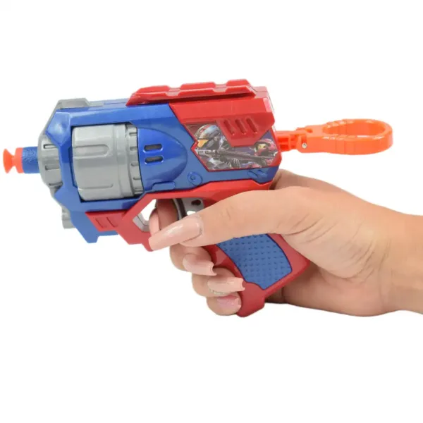 Cool Soft Bullet Gun: Malá pěnová střelná zbraň s náboji v modro-červené barvě 14cm obrázek 4