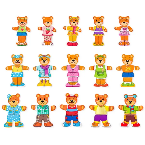 Dřevěné puzzle oblékací medvědí rodina - Woodyland obrázek 3