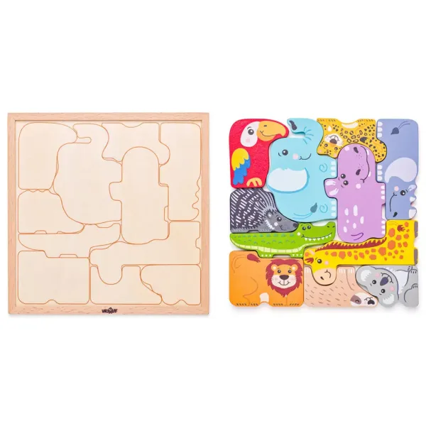 Dřevěné puzzle ve tvaru stromu se zvířaty - Woodyland obrázek 2