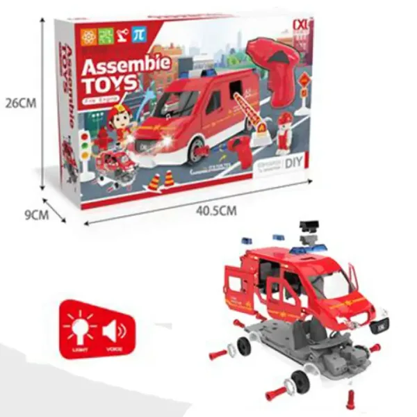 DIY sestavitelný hasičský vůz se světelnými a zvukovými efekty, sada 63 kusů obrázek 2