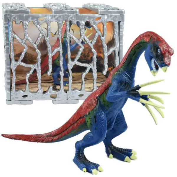 Dino World: Detailně zpracovaná figura dinosaura Therizinosaurus o velikosti 20 cm v kleci obrázek 2