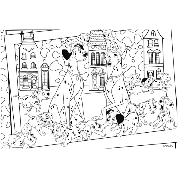 Disney 101 dalmatinů 2 v 1, 24dílné puzzle a omalovánky 50x35 cm - Lisciani obrázek 3
