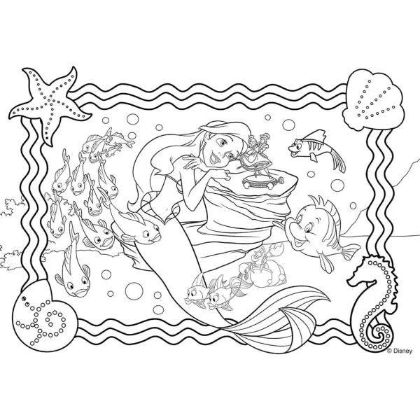 Disney Ariel 2 v 1, maxi puzzle 60 dílků a omalovánka 70x50 cm – Lisciani obrázek 2