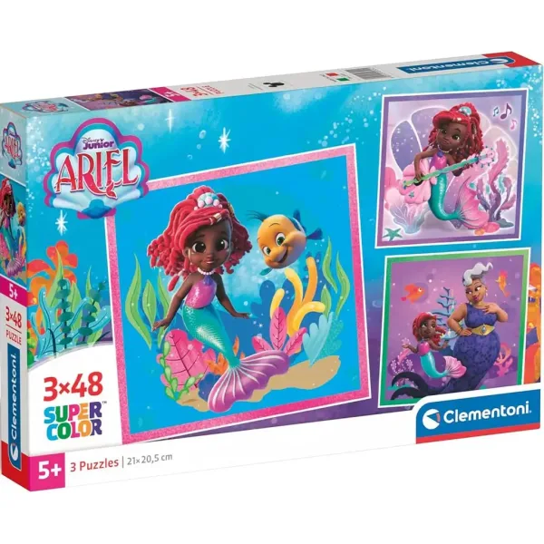 Disney Ariel 3x48ks Supercolor puzzle - Clementoni obrázek 1