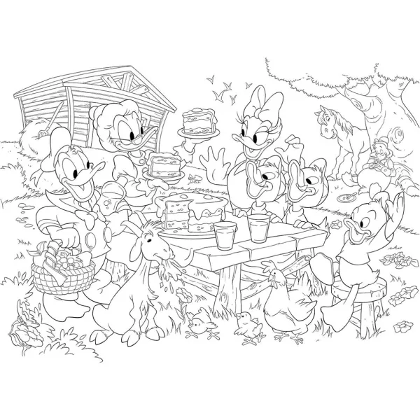 Disney Donald Duckova rodina 2 v 1 maxi 35dílné puzzle a omalovánka 70x50 cm – Lisciani obrázek 2
