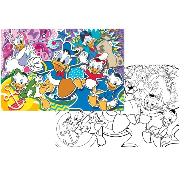 Disney Kačeří příběhy 2 v 1 108dílné puzzle a omalovánky 70x50cm - Lisciani obrázek 2